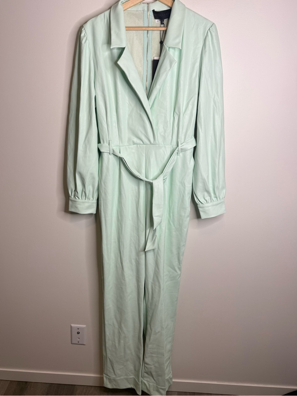 NEW Kendall & Kylie Mint Green Faux Leather JumpSuit Size XL